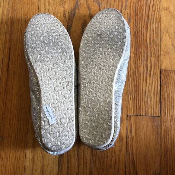 Toms Silver Glitter Sparkly Flats Shoes - Picture 4 of 4